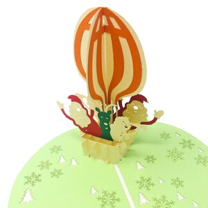 Santa, Snowman, Reindeer Air Baloon - WOW Greeting 3D Pop Up Card for Christmas Holiday Season - Free Ship | 5x7Inch | Handcrafted With Love