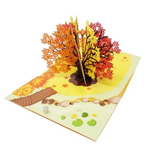 Carte pop-up automne Érable - Carte de voeux 3D WOW pour la saison d'automne, anniversaire, amour, adieu, félicitations - 5 x 7 pouces