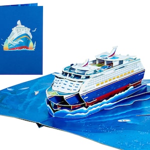Navio de cruzeiro - WOW Cartão pop-up 3D de felicitações para todas as ocasiões: aniversário, amor, parabéns, aposentadoria | Navio grátis | 5x7