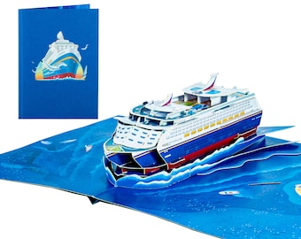 Kreuzfahrtschiff - WOW 3D Pop Up Karte für alle Anlässe, Geburtstag, Liebe, Glückwünsche, Ruhestand | Schiff frei | 5x7