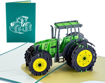 Tracteur - WOW 3D Carte de Voeux Pop Up pour Toutes les Occasions, Anniversaire, Amour, Fête des Pères, Merci, Retraite | Navire gratuit | 5x7 pouces