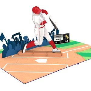 Massa de beisebol - cartão pop-up de saudação WOW 3D para todas as ocasiões | Navio Grátis | Mensagem personalizada | 5x7 polegadas