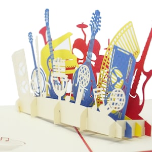 Orchestre de musique – WOW Carte de vœux pop-up 3D pour toutes les occasions Anniversaire, amour, félicitations, retraite | Navire gratuit | 5x7