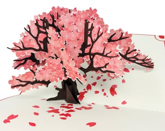 Cherry Blossom Tree - WOW 3D Greeting Pop Up Card for All Occasions, Birthday, Love, Thank you, Spring, Farewell | Free Ship | 6x8 inch