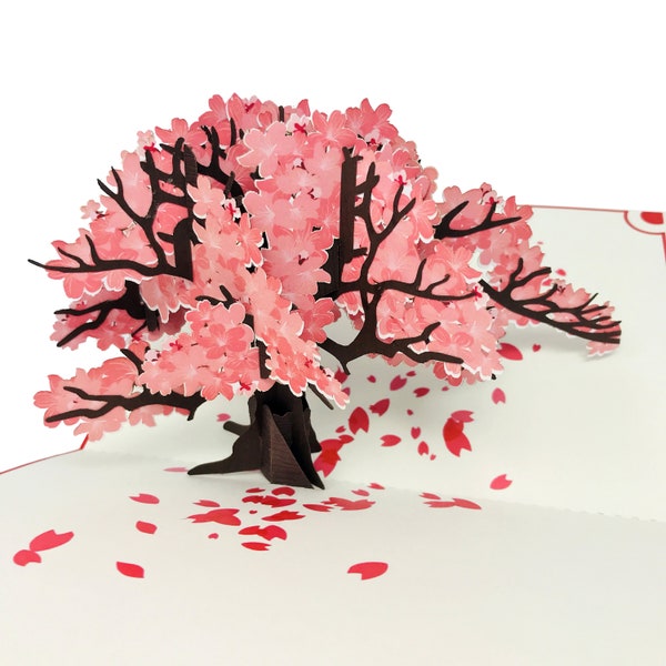 Cherry Blossom Tree - WOW 3D Greeting Pop Up Card pour toutes les occasions, anniversaire, amour, merci, printemps, adieu | | de livraison gratuit 6x8 pouces