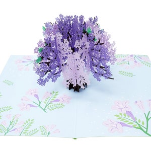 Jacaranda Tree - Carte de voeux 3D WOW pour toutes les occasions, anniversaire, amour, Noël, fête des mères | Bateau gratuit | 5 x 7 pouces