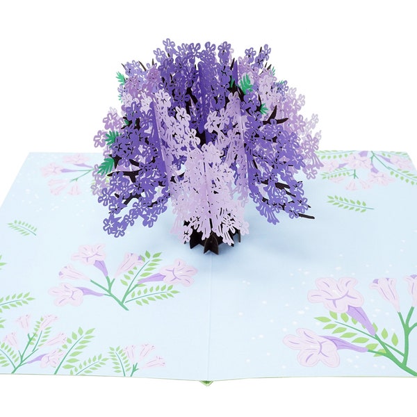 Jacaranda Tree - WOW 3D Greeting Pop Up Card for All Occasions, Birthday, Love, Xmas, Mother's, Anniversary | Free Ship | 5x7 inch