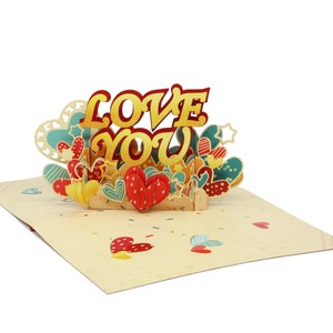 Love You - WOW 3D Greeting Pop Up Card voor alle gelegenheden, verjaardag, liefde, Valentijn, reizen, jubileum | Gratis | 5x7 inch