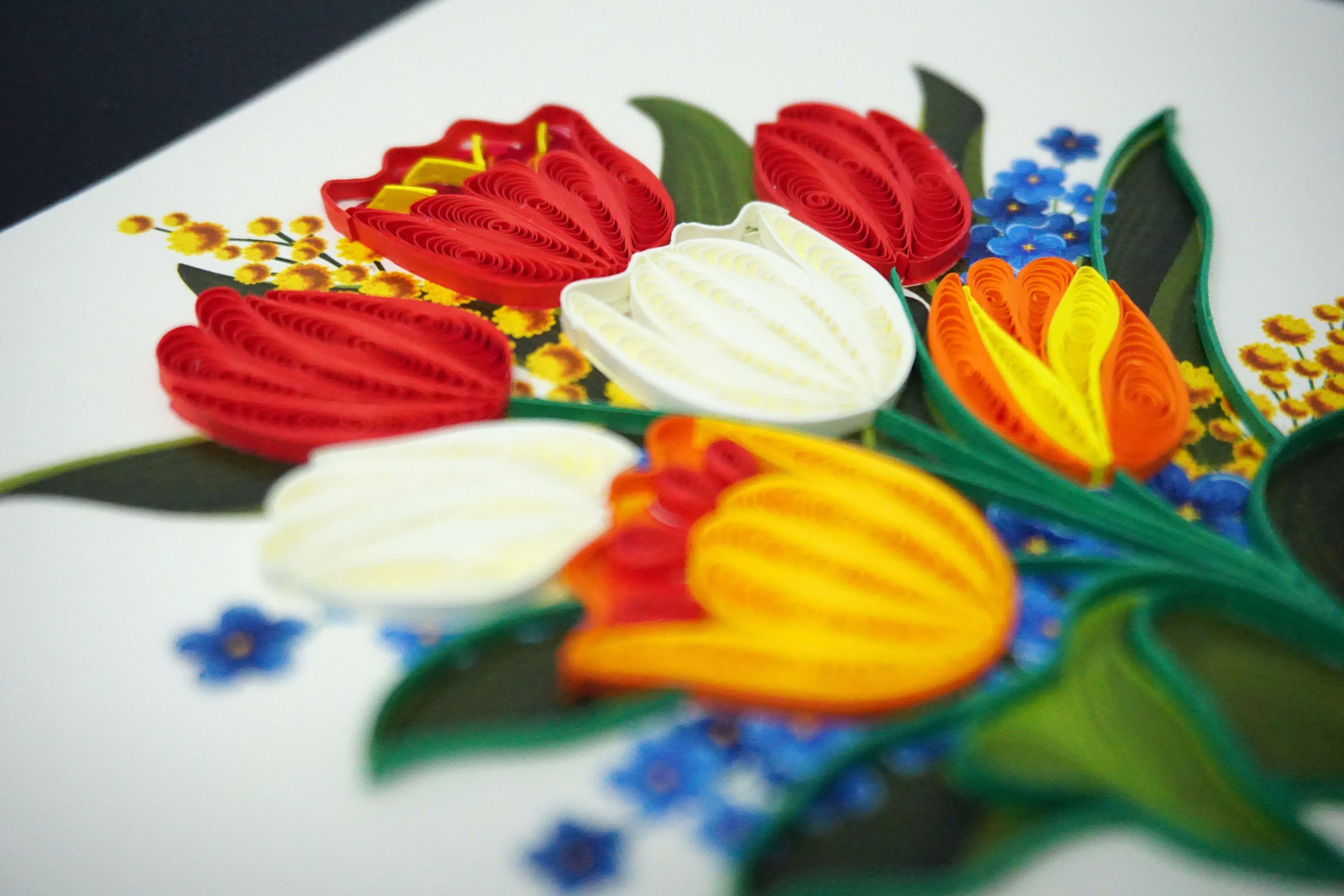 Tulip Flower - Quilling Greeting Card, Handmade Quilled Card - 6x6 Inch ...