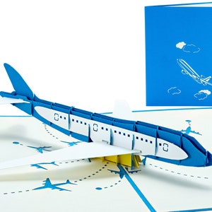 Avião - WOW 3D Cartão Pop Up de Saudação para Pilotos, Capitão, Comissário de Bordo, Viajantes, Entusiasta da Aviação de Aeronaves | Envio Grátis | 6 x 8 Polegadas