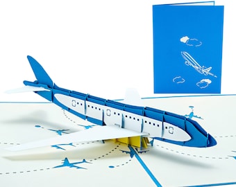 Airplane - WOW 3D Greeting Pop Up Card for Pilots, Captain, Flight Attendant, Travelers, Aircraft Aviation Enthusiast | Free Ship | 6x8 Inch