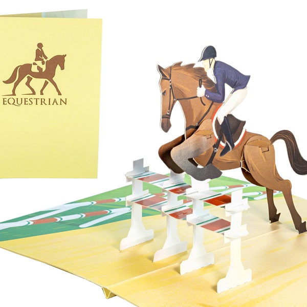 Horse Jumping Pop Up Card: Equestrian 3D Greeting Card (5x7 Inch)