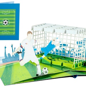 Junge Fußball Spieler - WOW 3D Pop Up Karte für alle Anlässe Geburtstag, Liebe, Glückwünsche, Sport, Viel Glück | Schiff frei | 13 x 18 cm