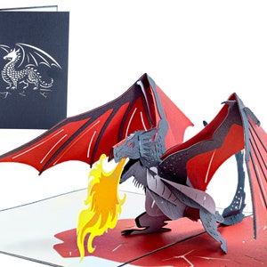 Legendary Fire Dragon - WOW Greeting 3D Pop Up Card for All Occasions - Message Note | Free Ship | 6x8 Inch | Handcrafted With Love