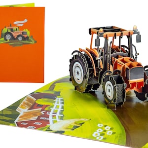 Tracteur - WOW 3D Carte de Voeux Pop Up pour Toutes les Occasions, Anniversaire, Amour, Fête des Pères, Merci, Retraite | Navire gratuit | 5x7 pouces