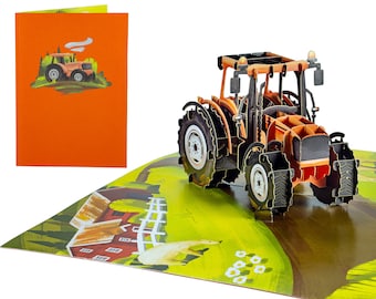 Tracteur - WOW 3D Carte de Voeux Pop Up pour Toutes les Occasions, Anniversaire, Amour, Fête des Pères, Merci, Retraite | Navire gratuit | 5x7 pouces