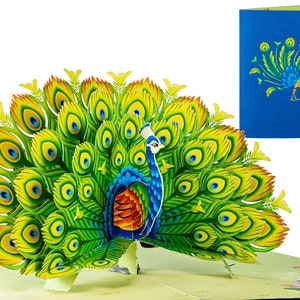 Superbe paon - Carte de voeux 3D pop-UP WOW pour toutes les occasions | Bateau gratuit | 5 x 7 pouces