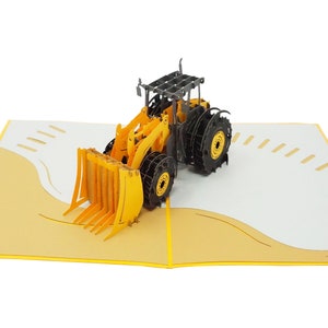 Bulldozer - WOW 3D Carte de Voeux Pop Up pour Toutes les Occasions, Anniversaire, Amour, Fête des Pères, Merci, Retraite | Navire gratuit | 5x7 pouces