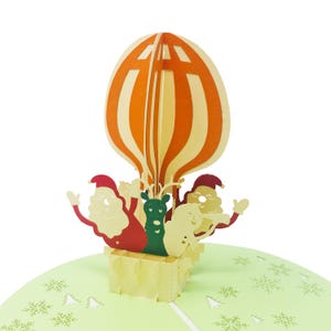 Christmas Air Balloon 3D Pop Up Card: Holiday Greeting (5x7 Inch)