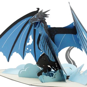 Tarjeta de Dragón de Hielo - Tarjeta emergente de felicitación 3D WOW para toda ocasión - Gran regalo para los amantes de los dragones de GOT, HP, ESDLA / Envío gratis / 5 x 7 pulgadas