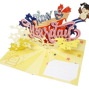 Whoohoo Today Is Your Day Owl Graduation – WOW 3D Carte de vœux pop-up pour toutes les occasions, anniversaire, amour, félicitations | Navire gratuit | 5x7 pouces
