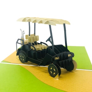 Golf Cart - WOW 3D Greeting Pop UP Card for All Occasions, Birthday, Love, Father's Day, Retirement, Congrats, Travel | Free Ship | 5x7inch
