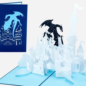 Dragon Castle - WOW 3D-pop-upkaart voor alle gelegenheden, verjaardag, liefde, kerstmis, reizen, veel geluk, bedankt | Gratis verzending | 5 x 7 inch
