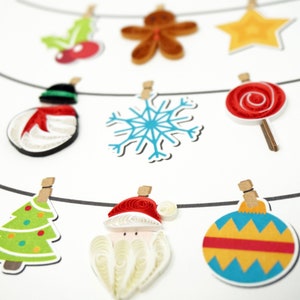 Christmas Icons - Quilling Greeting Card, Handmade Quilled Card - 6x6 Inch - Envelope Included