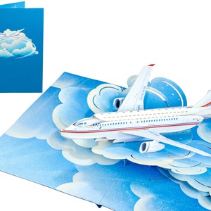 Avião - WOW 3D Cartão Pop Up de Saudação para Pilotos, Capitão, Comissário de Bordo, Viajantes, Entusiasta da Aviação de Aeronaves | Envio Grátis | 5 x 7 Polegadas