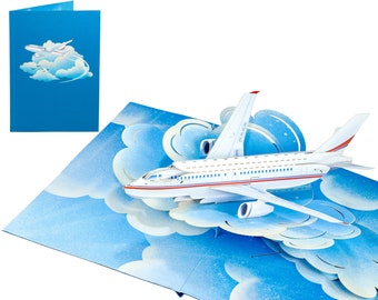 Airplane - WOW 3D Greeting Pop Up Card for Pilots, Captain, Flight Attendant, Travelers, Aircraft Aviation Enthusiast | Free Ship | 5x7 Inch