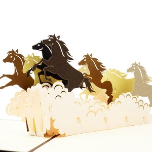 Wilde galoppierende Pferde - WOW 3D Pop Up Karte für alle Anlässe Geburtstag, Liebe, Glückwünsche, Glück | Schiff frei | 13 x 18 cm