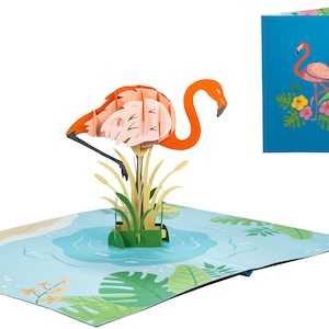 Flamingo Bird - WOW 3D pop-up wenskaart voor alle gelegenheden, verjaardag, liefde, Kerstmis, lente, geluk, reizen | Gratis schip | 5x7 inch