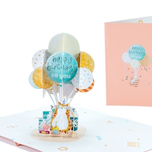Joyeux anniversaire chat - carte pop-up de voeux WOW - personnalisée avec message d'insertion - 5 x 7 pouces - fabriqué à la main avec amour