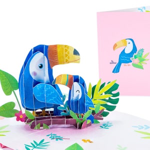 Toucans Bird - WOW 3D Greeting Pop Up Card voor alle gelegenheden, verjaardag, liefde, kerstmis, lente, geluk, reizen | Gratis | 5x7 inch