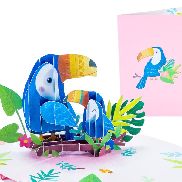 Toucans Bird - WOW 3D Greeting Pop Up Card for All Occasions, Birthday, Love, Xmas, Spring, Good Luck, Travel | Free Ship | 5x7 inch