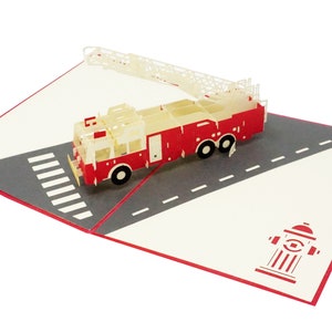Firetruck - WOW 3D Greeting Pop UP Card for All Occasions, Birthday, Love, Father's Day, Thank You, Retirement | Free Ship | 5x7 inch