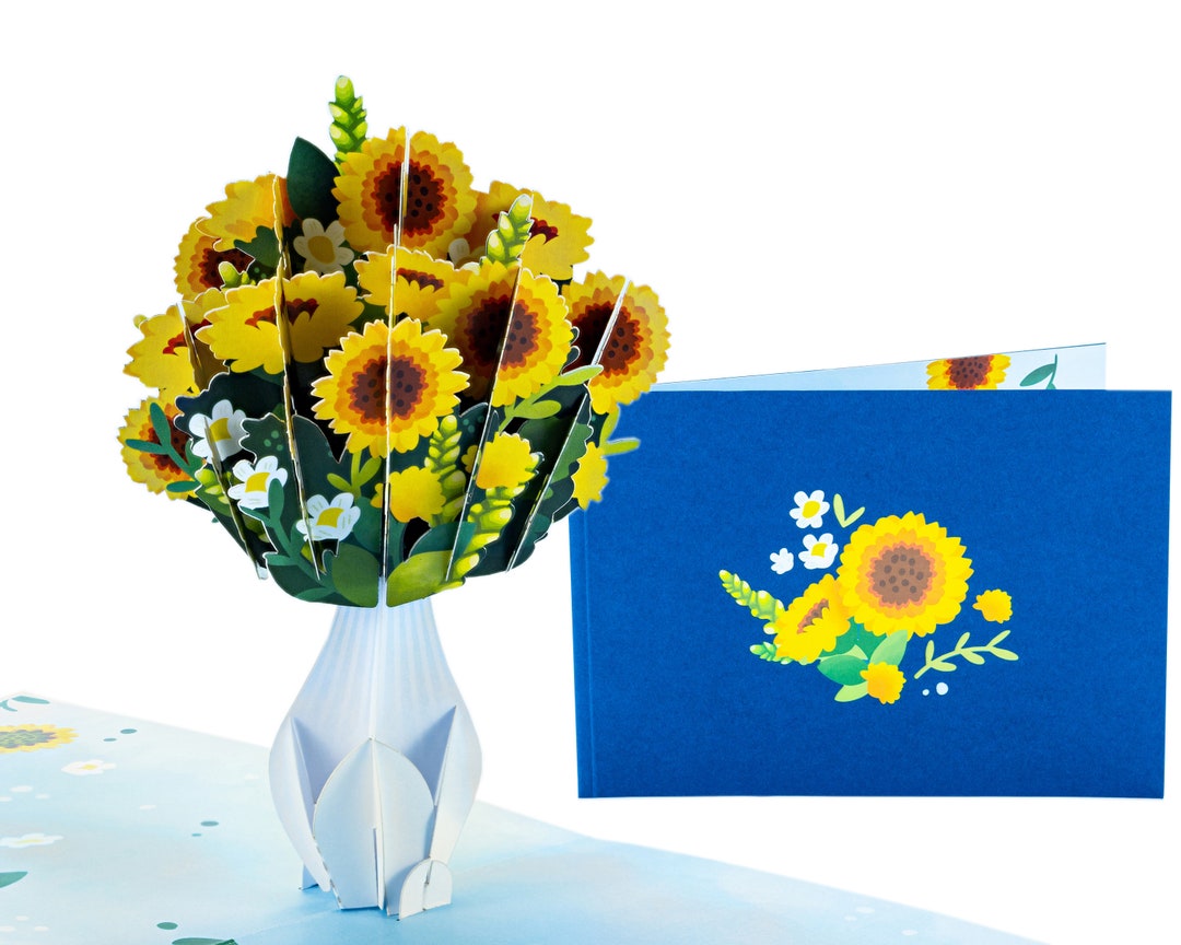 Sunflower Vase 3D Pop up Card: Handmade Greeting Card (5x7 Inch) - Etsy