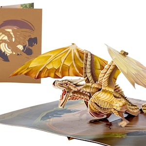 Legendäre Bergdrache 3D Pop Up Karte für alle Gelegenheiten - WOW Grußkarte | Schiff frei | 13x18 cm | Handgemacht mit Liebe