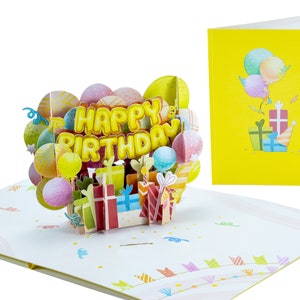 Joyeux anniversaire - WOW Greeting Pop Up 3D Card - Personnalisé avec insérer une note de message - 5x7 pouces - Fabriqué à la main avec amour