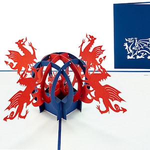 Welsh Dragon - WOW 3D Greeting Pop Up Card voor alle gelegenheden, verjaardag, liefde, kerstmis, reizen, veel geluk, dank u | Gratis | 5x7 inch