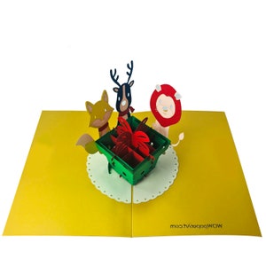 Animal Giftbox - WOW 3D Pop UP Card pour toutes les occasions, anniversaire, amour, Noël, bonne chance, rétablissez-vous | Livraison gratuite | 5x7 pouces