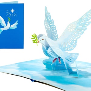 Taube Vogel - WOW 3D Pop Up Karte für alle Anlässe, Geburtstag, Liebe, Weihnachten, Frühling, viel Glück, Reise, Frieden | Schiff frei | 18x18cm