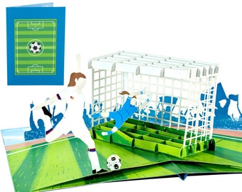 Girl Soccer Player Pop Up Card: Handmade 3D Greeting Card