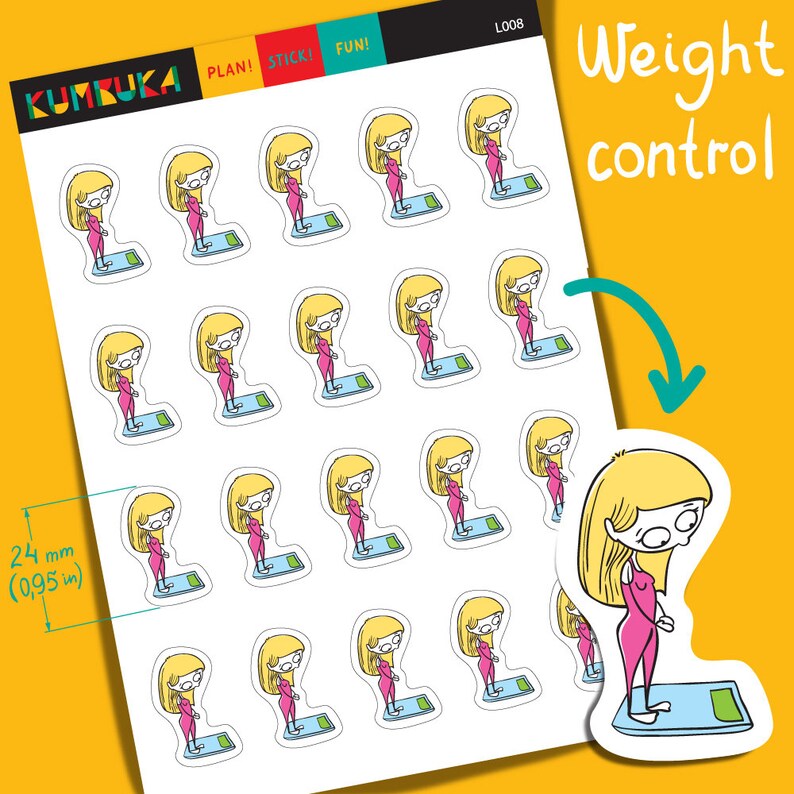 Weight Loss Girl Planner Stickers Weight Control Weigh in | Etsy