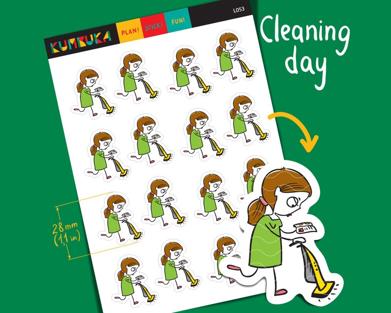 Chores Girl Planner Sticker Cleaning Stickers House Cleaning Etsy