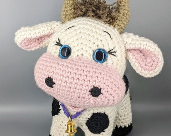 Simpatico peluche ripieno di mucca, animale di peluche per bambini, regali per bambini, animale da fattoria da cortile, giocattoli fatti a mano, regali per baby shower, stile fattoria