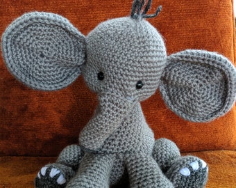 Simpatico elefante ripieno, giocattolo animale peluche per bambini, regalo per baby shower, giocattoli unisex, animali selvatici, amanti degli animali, elefante grigio con orecchie flosce