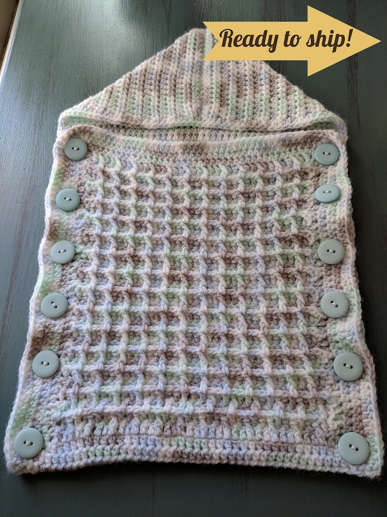 Newborn Baby Hooded Sleep Sack Handmade Crochet Cocoon image 0