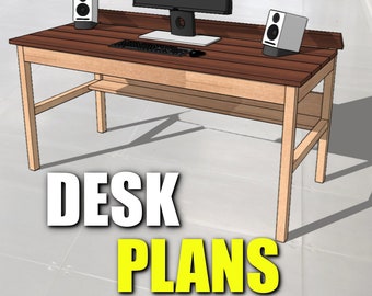 Wood Desk Plans / Wire Free DIY Desk / Woodworking Plans / Plans for a Desk / Cable Management Desk