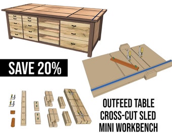 Woodworking Plans Bundle | 3 Shop Projects | Big Workbench Plans | Small Workbench Plans | Cross Cut Sled Plans